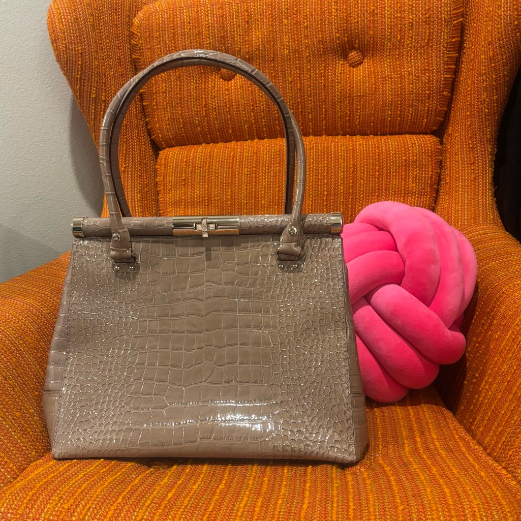 Kate Spade | Knightsbridge Constance Taupe Croc-Embossed Leather Top-Handle Bag